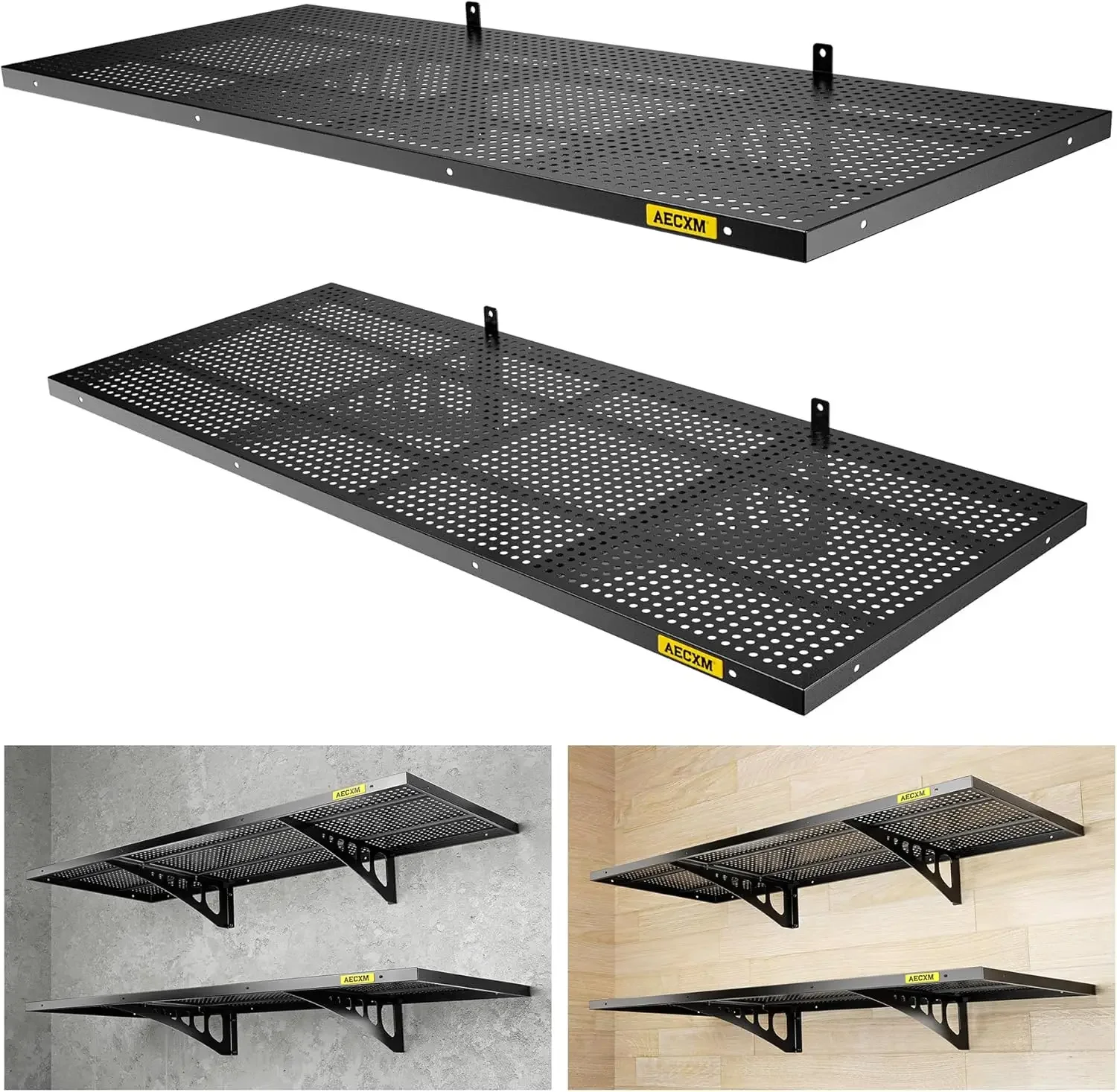 

2-Pack 1.64x4ft Adjustable Garage Wall Shelving 560lbs Load Capacity Heavy Duty Wall Mounted Storage Shelf Metal