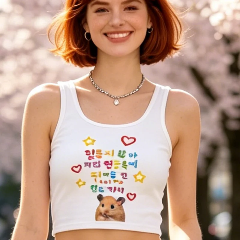 Y2K Graphic Baby Tee Crop - Zomer dameskleding crop tops casual geribbelde