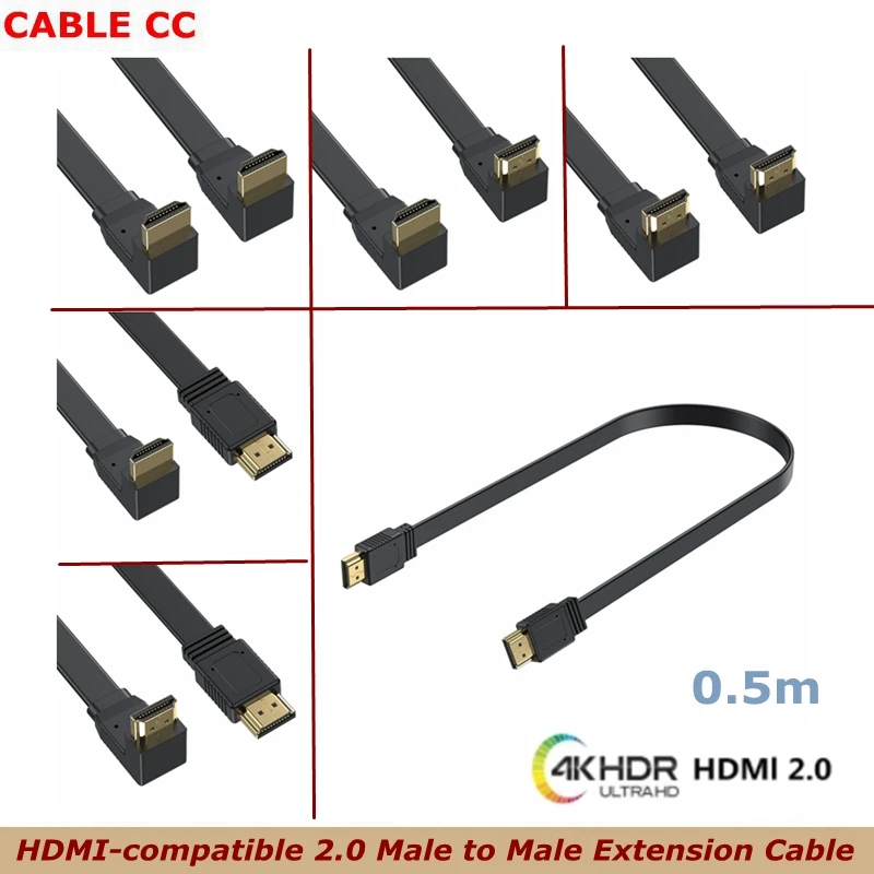 

0.5m Flat High-Definition HDMI - compatible With 2.0 Version Connection Cable Supporting 4K 60Hz 3840 × 2160 Resolution