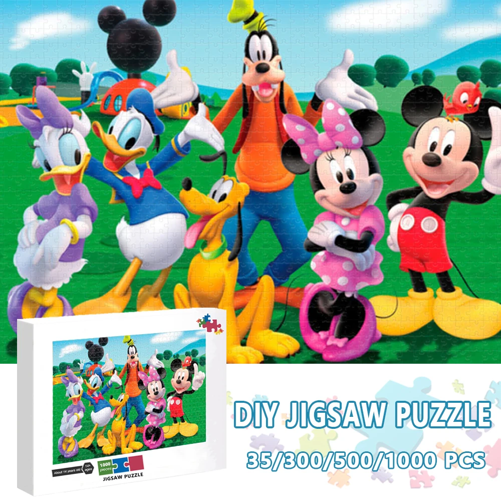 300/500/1000 Pieces Puzzle for Adults Jigsaw Puzzle Mickey Mouse Brain Challenge Game Disney Cartoon Characters Educational Toys