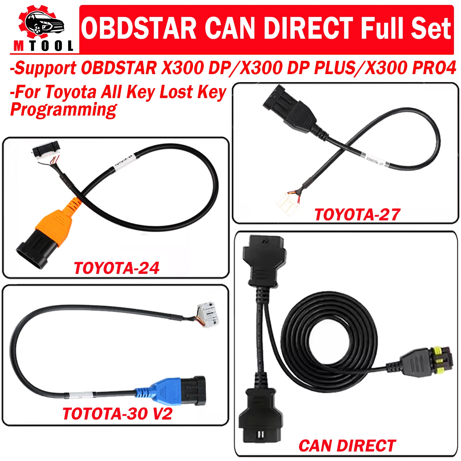 

OBDSTAR CAN DIRECT KIT for TOYOTA-27/ TOYOTA-24/ TOYOTA-30 Cable No Disassembly Support X300 DP PLUS for 4A 8A BA All Key Lost