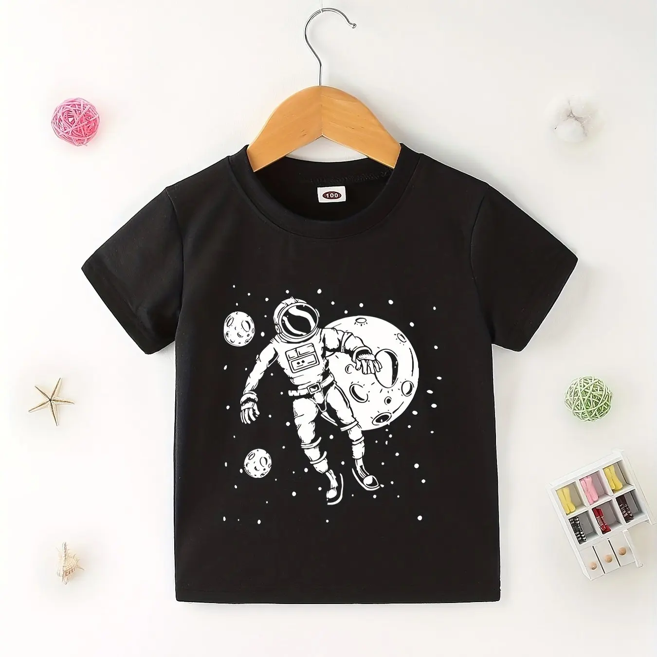 

Kids Astronaut T-Shirt - Space Theme Graphic Tee - 100% Cotton, Perfect for Summer Wear, Comfortable and Breathable