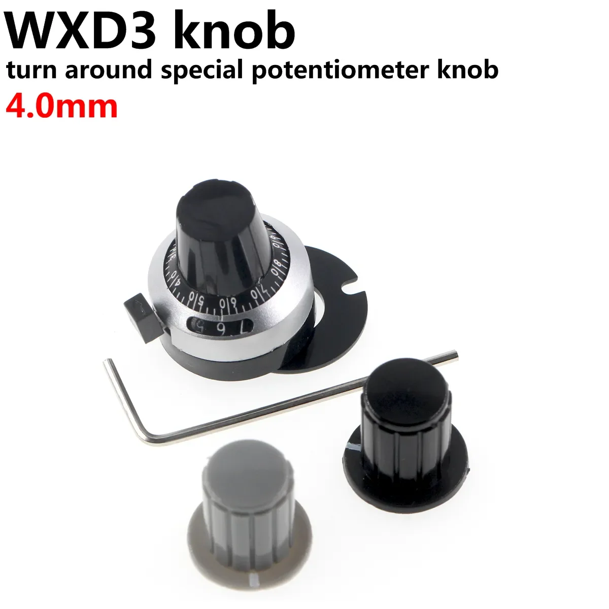 

10PCS 4MM black grey knob button cap calibratio knob for 3950S WXD3-13 2W WXD3-12 1W turn around special potentiometer knob