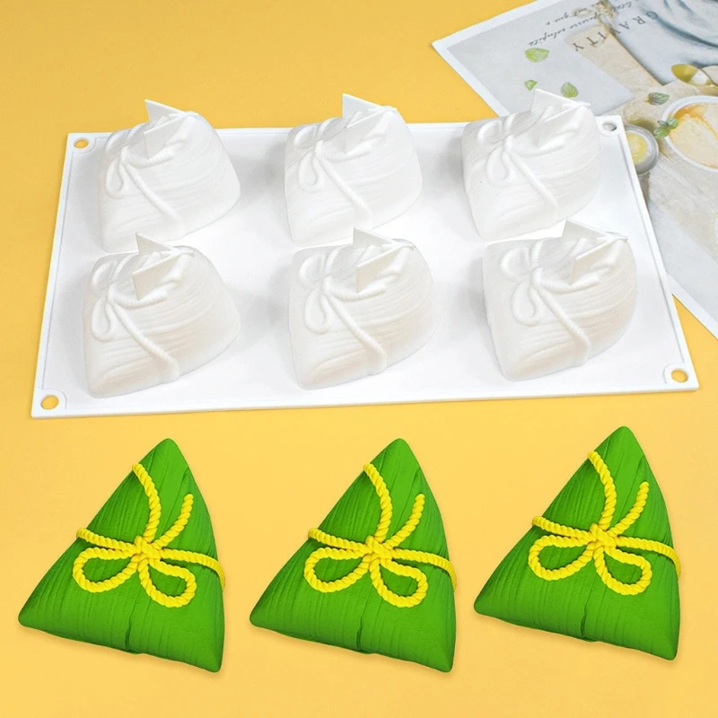 6-cavity Zongzi Mold Silicone Cake Mold Rice Dumpling Fondant Molds Resin Chocolate Cake Baking Mold DIY Craft Drop Shipping