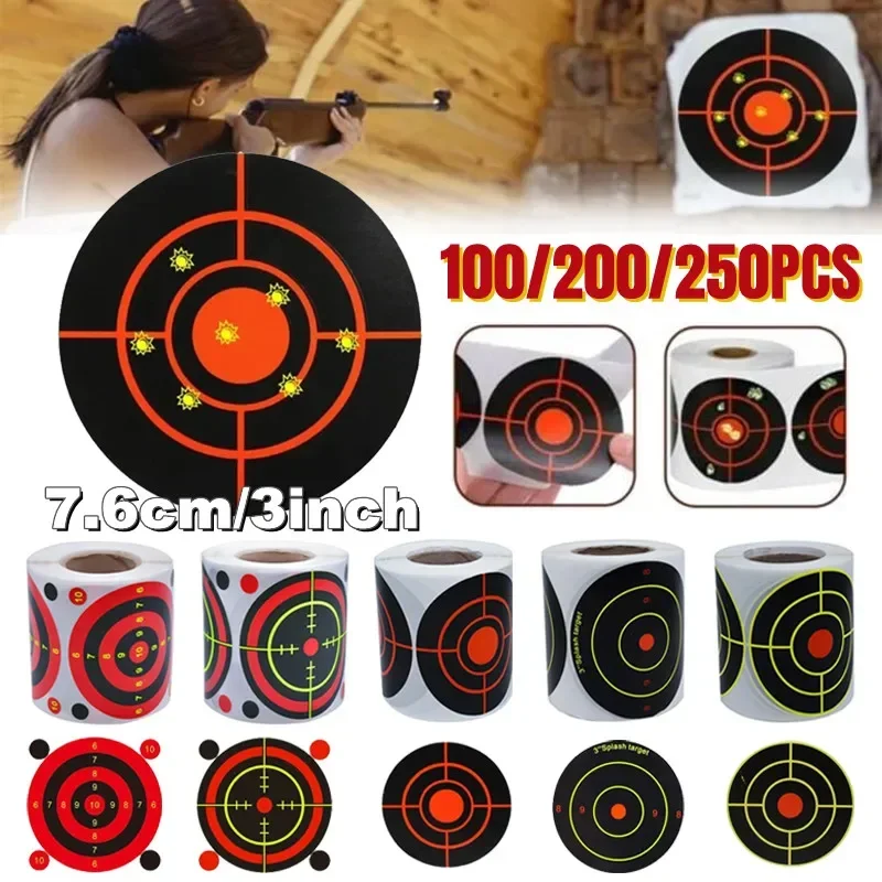 100/200/250PCS Adhesive Shooting Sticker Targets Splatter Splash Amp Shooting Reactive Practice Training (7.6cm/3inch)