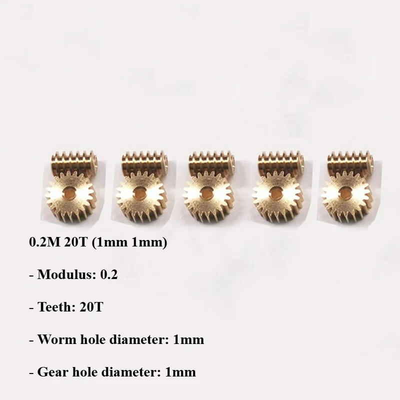 5Sets Modulus 0.2 20T 30T Worm Gear Brass Mini 90 degree Reducing Transmission Gear for RC DIY Model Car Shaft Pinion Connector