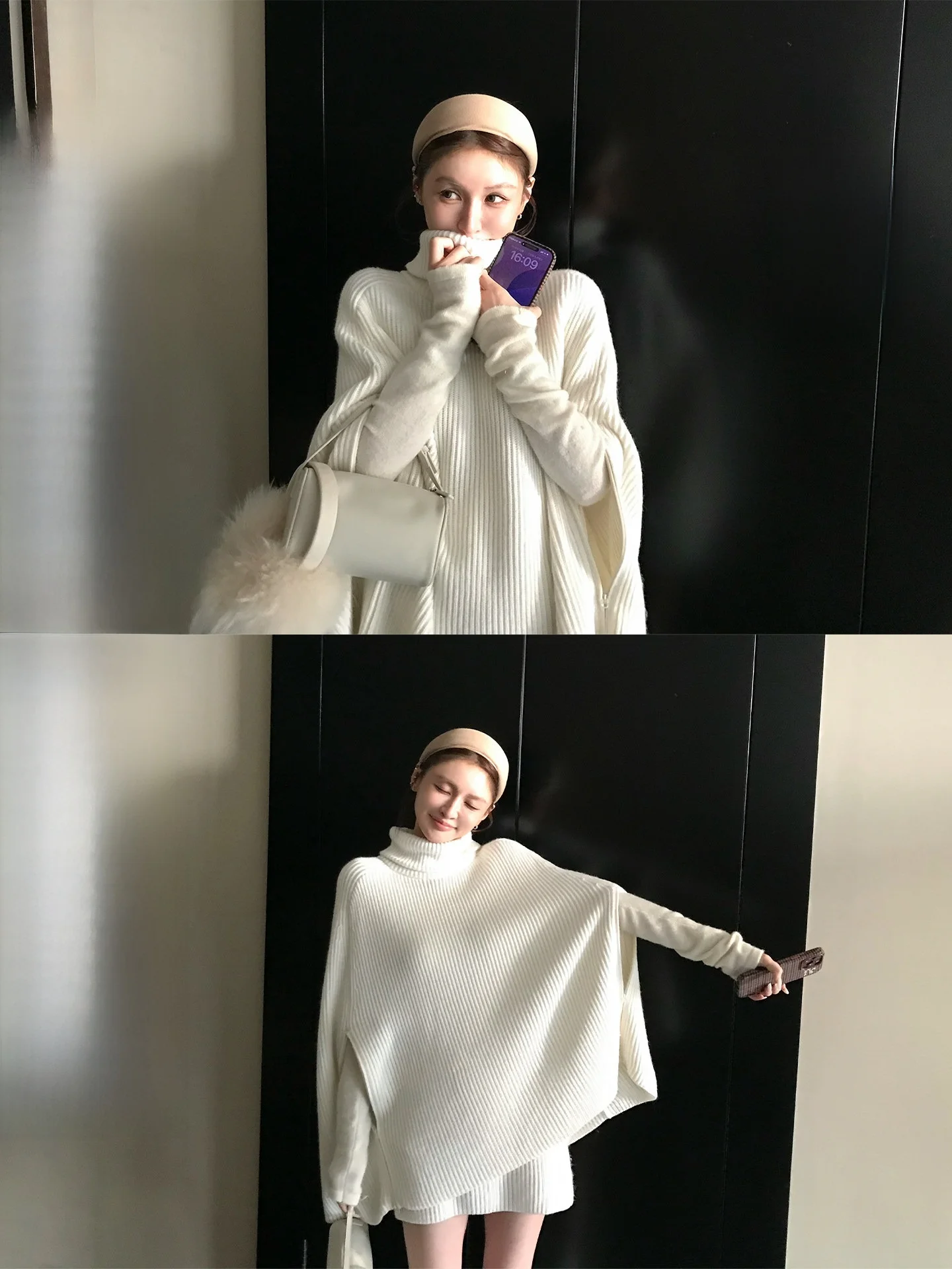 

Комплект из шерстяного вязаного свитера с высоким воротником и двойной молнией, с длинными рукавами, повседневный стиль, для женщин, зимняя мода, от Skk Store