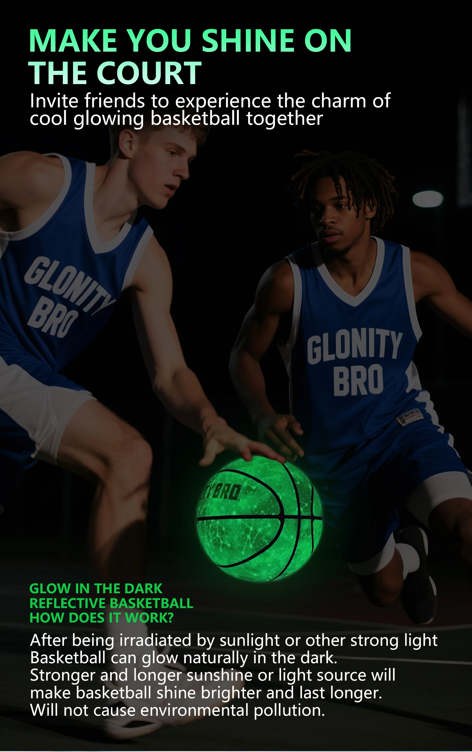 Leuchtender Basketball Offizielle Größe 5/6/7 Erwachsene Jugendliche Composite PU Basketball Langlebig für Innen und Außen Straßenball Hohe Qualität – Detail 3