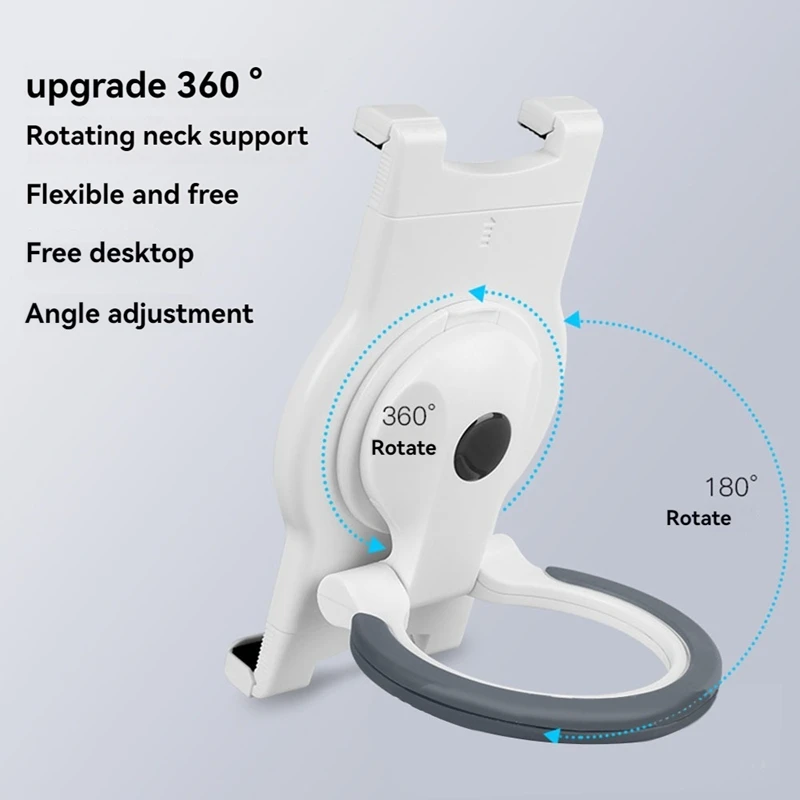 Top-Adjustable Foldable Tablet Stand - Portable Desk Stand With Hand Ring Back Clip