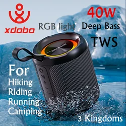 40W Deep Bass XDOBO Bluetooth Speaker RGB Light TWS Wireless Sinoband 3 Kingdoms Outdoor Fun Riding Music Speaker Camping Party