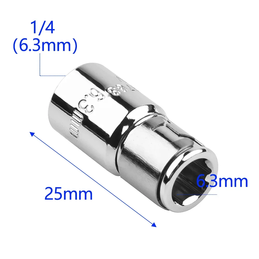 Adattatore per presa a cricchetto da 1/4 "4, unità quadrata da 6,3 mm a 1/4" con codolo esagonale, convertitore di punte, adattatore per cacciavite