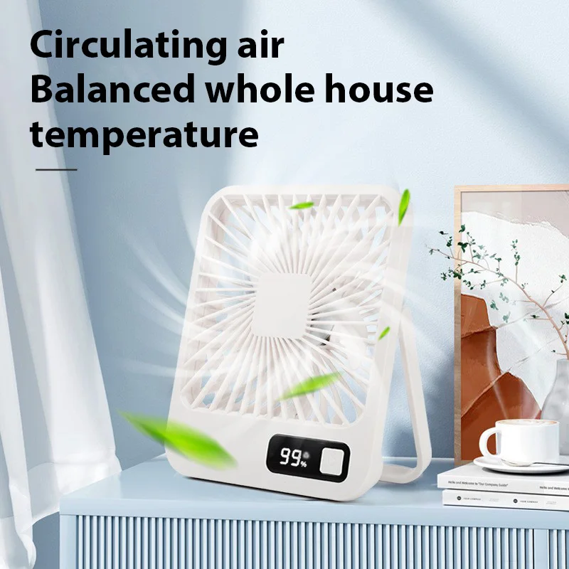 Desk Fan Folding Electric fan With Power Display Hanging Fans Portable USB Rechargeable Small Table Fan For Home Ship Travel