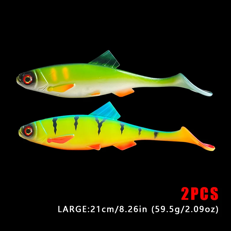 Weiche Plastikköder, lebensecht, 2 Stück, Bassköder, vormontierte Angeljigs für Süß- und Salzwasser, Paddle-Tail-Schwimmköder für Forellen – Detail 13