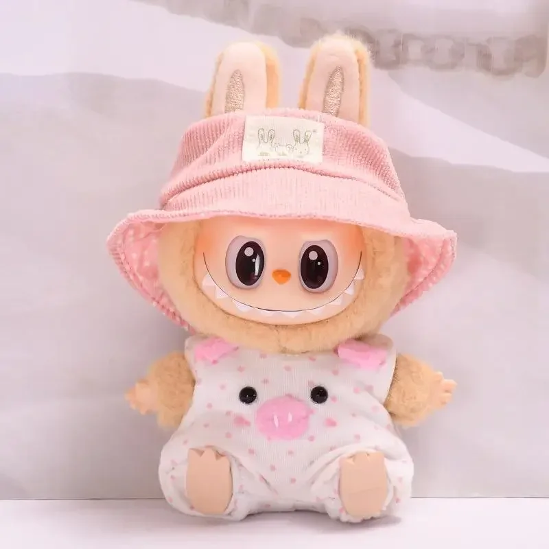 17cm Mini Plush Doll'S Clothes Outfit Accessories For Korea Kpop Exo Labubu Idol Pink polka dot pig pink bunny hat Clothing Gift