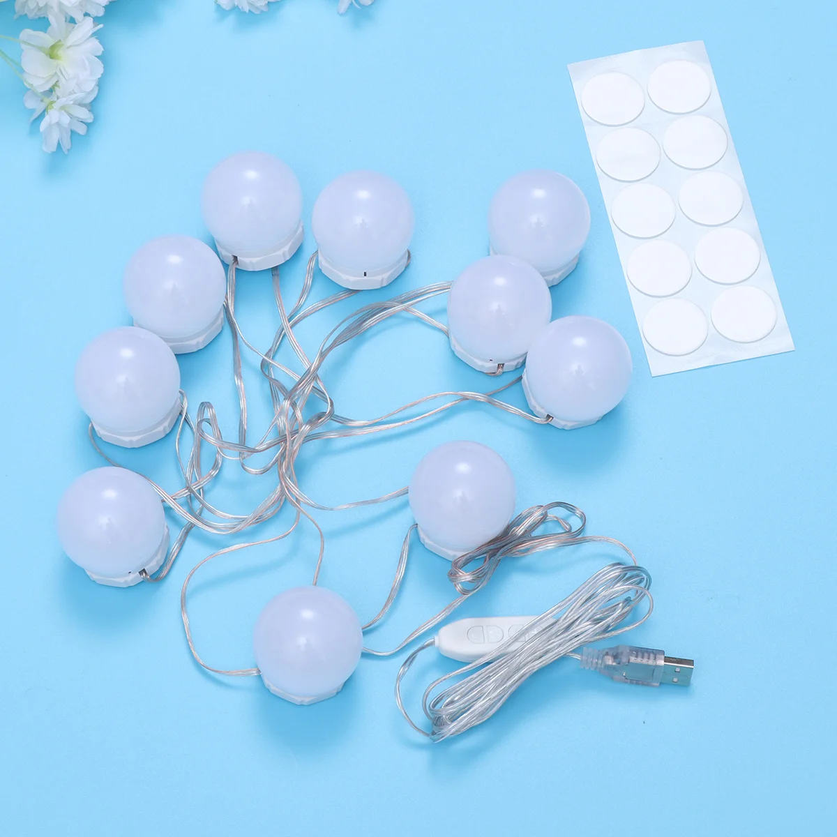 1 ชุดไฟ LED กระจกเงา 3 สีปรับความสว่างได้ USB ขับเคลื่อนการป้องกันดวงตาไม่มีการสั่นไหวใช้งานง่ายในร่มกลางแจ้ง