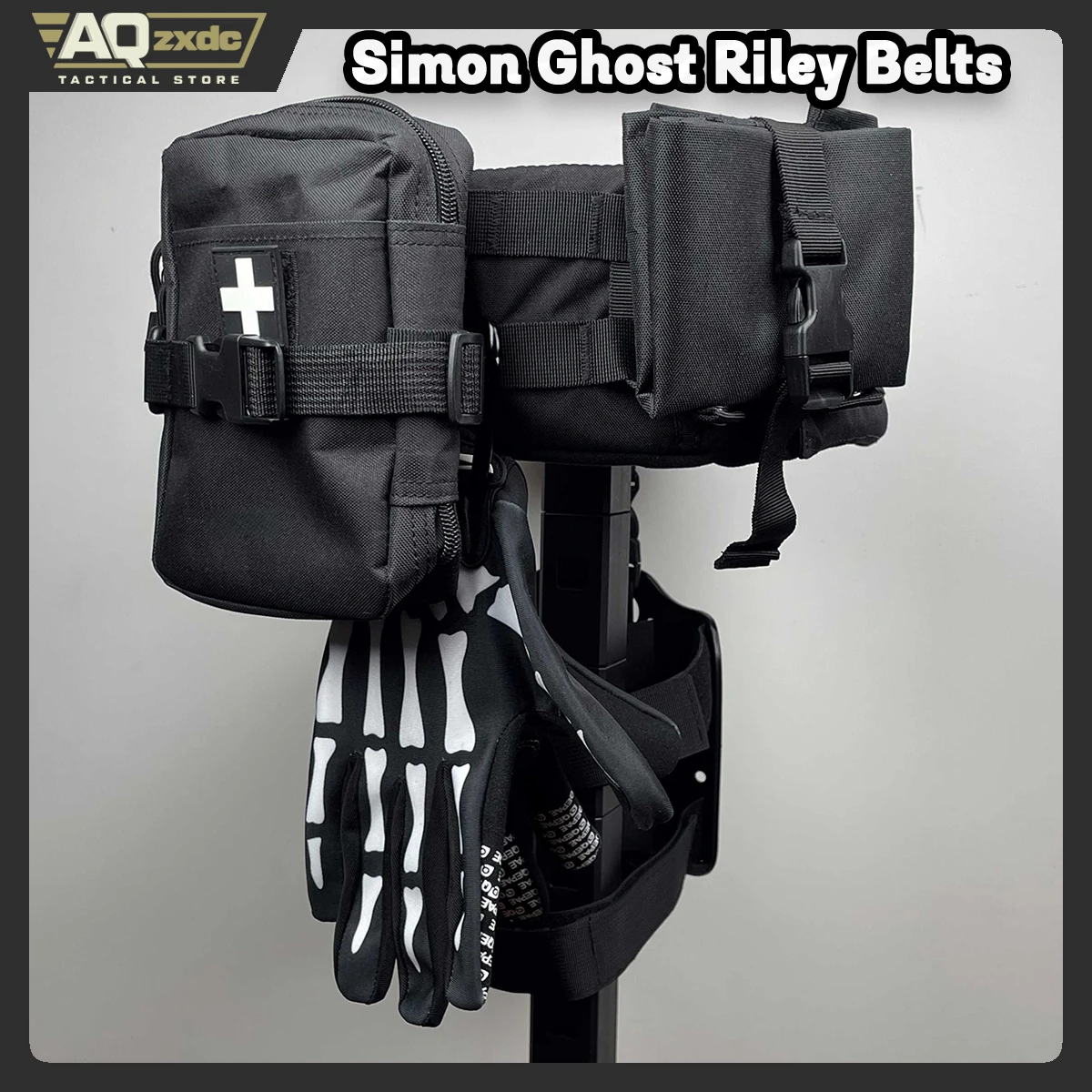 AQzxdc Simon Ghost Riley Full Set Of Tactical Belts Ghost Call Of Duty Cos Night Raid Ghost Waist Belt Props Wargame Equipment