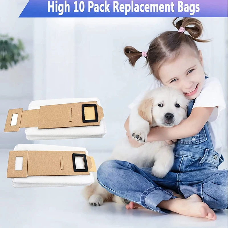 Sacs à poussière pour Xiaomi Roborock S7 T7S T7plus T7S Plus, accessoires pour aspirateur, station d'aspiration automatique, paquet de 10