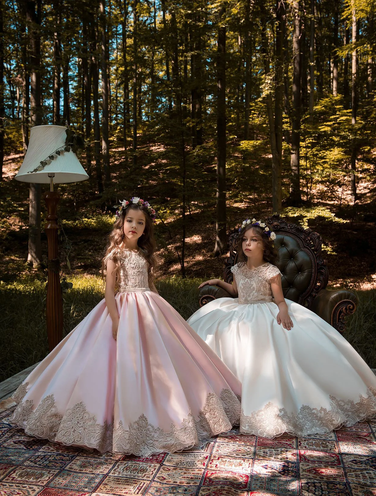 Vestidos elegantes de cetim para meninas, vestidos para casamento, sem mangas, apliques, vestido de princesa, casamentos, primeira comunhão, concurso, aniversário