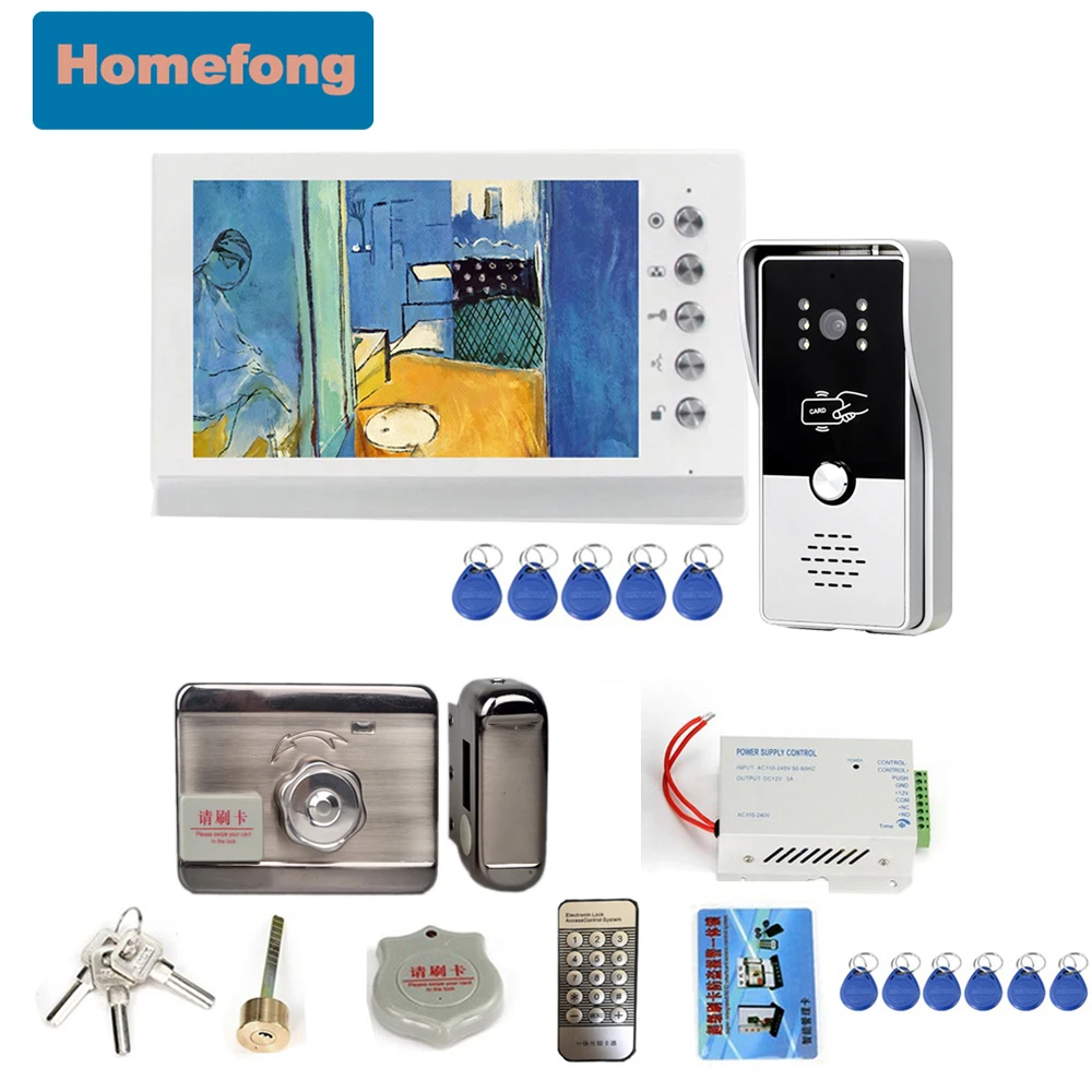 Homefong  Video Intercom 7 Inch RFID Video Door Phone Doorbell With Camera Electronic Lock Unlock Talk Access Control  Night