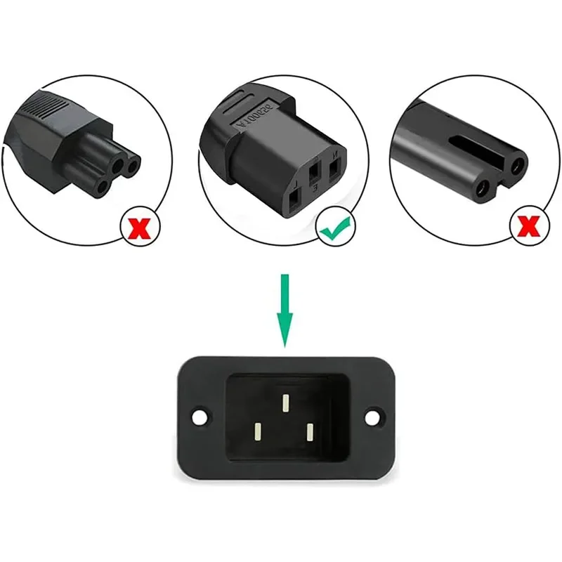 New 1.5m 5FT 3 Pin 18 AWG 60C 250V US EU Plug Universal Power Cord Cable For NEMA 5-15P To IEC320C13 Black PWC75A150US image 6