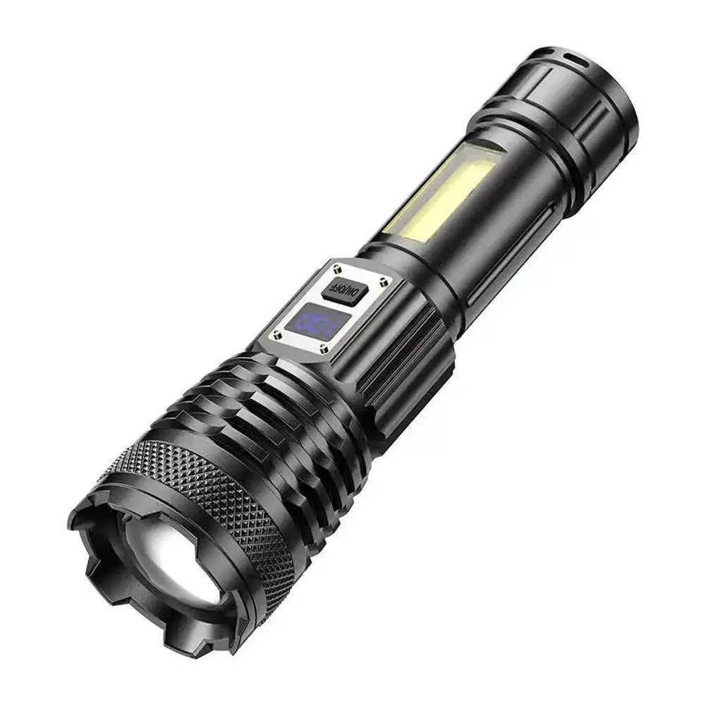 Powerful White Laser LED Flashlight Built-in Battery USB Rechargeable Zoom Torch With Power Display Outdoor Tactical Flashlights