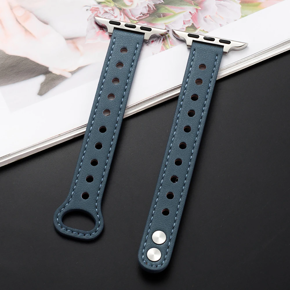 Leather Strap for Apple Watch Ultra 8 7 45mm 41mm 6 5 4 SE 44mm 40mm Fashion Bracelet Wristband for iWatch Series 3 2 42mm 38mm