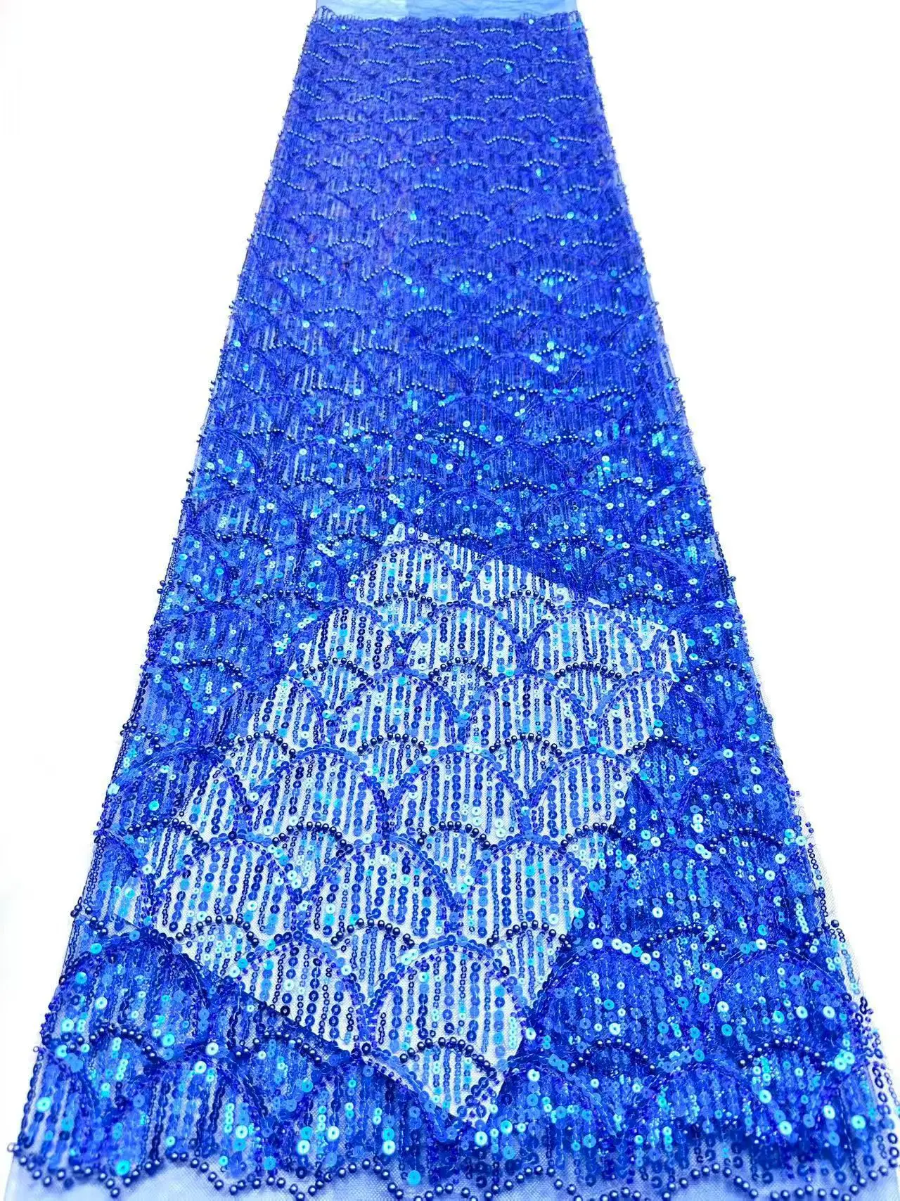 Blue Lace Fabric Embroidery Luxury Nigerian Sequins Lace Fabric 2026 High Quality Lace Mesh Tulle  Lace Fabric For Wedding Dress