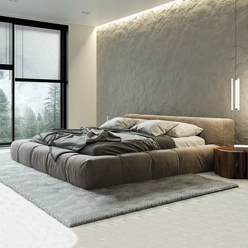 

Bedroom Furniture Modern Leather Full Upholstered Bed White Fabric Full Leather Comfort Storage Soft Double Bed