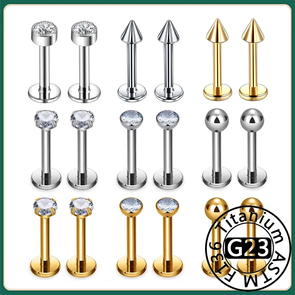 10 Stück ASTM F136 Titan Piercing Lippenstecker CZ 16G Innengewinde Ohrstecker Ohr Tragus Knorpel Helix Daith Schmuck