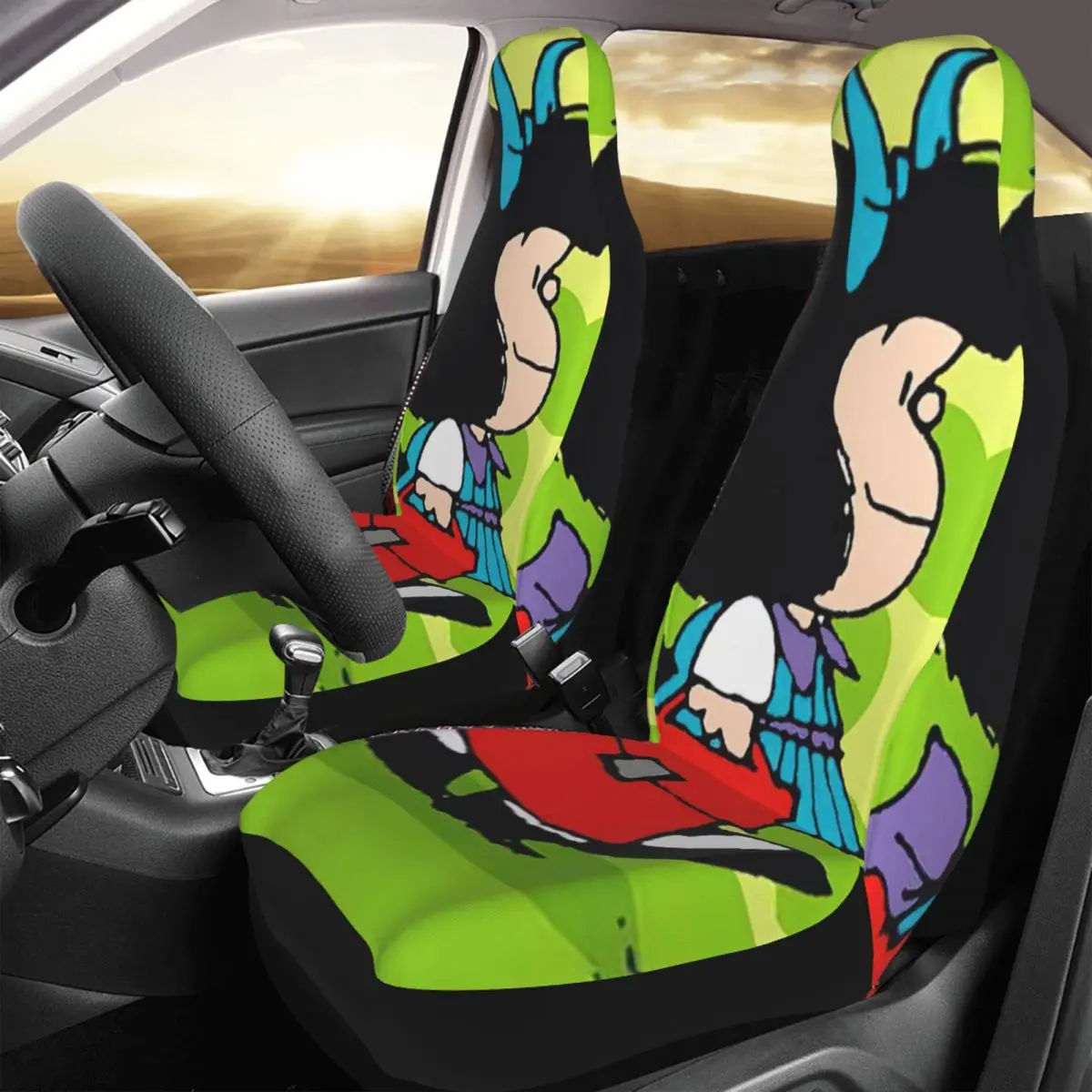 

Mafalda Car Seat Cover Custom Printing Universal Front Protector Accessories Cushion Set