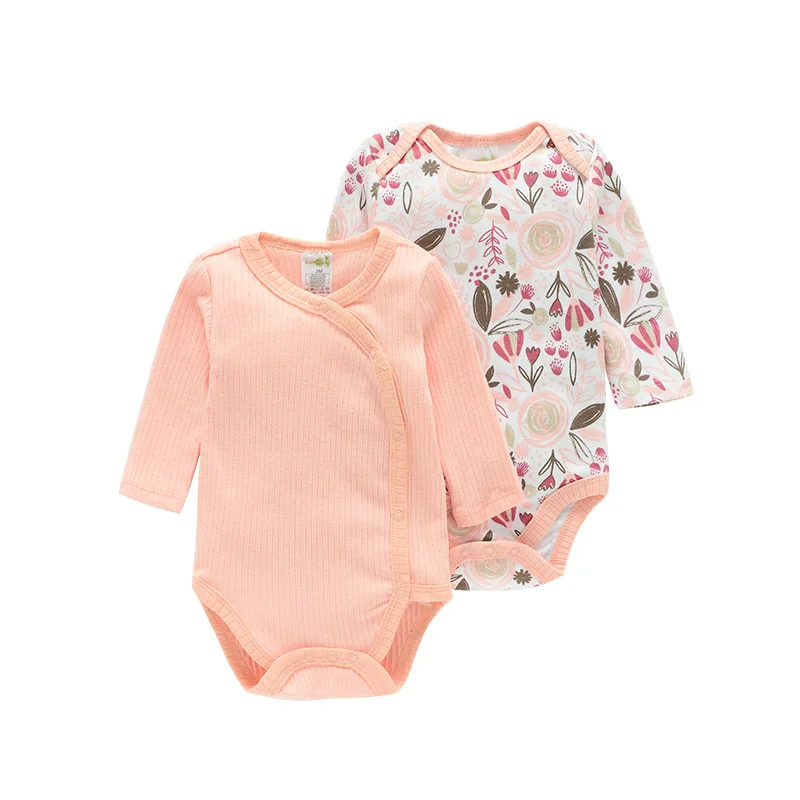 Babies 3-6-9-12M Long Sleeve Rompers Newborn Girls Boys 2-Pack Playsuits Set Infant One Piece Bodysuits Jumpsuit Outfits