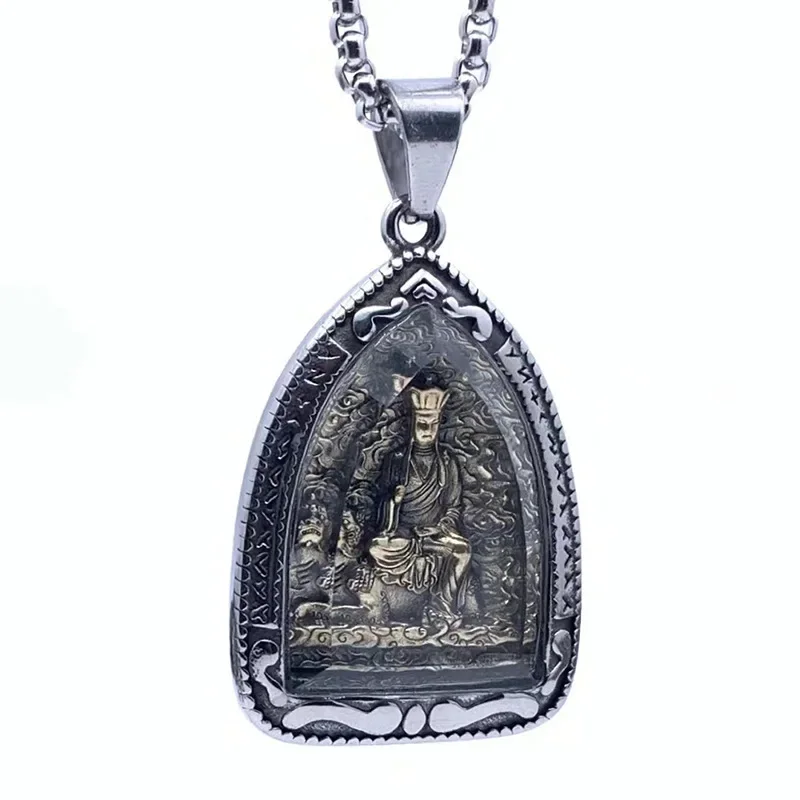 جديد ستة المسلحة ماهاكالا بوذا تعويذة التيتانيوم الصلب خمر تاشي يسه قلادة قلادة زانغ وانغ بوذا قلادة #5