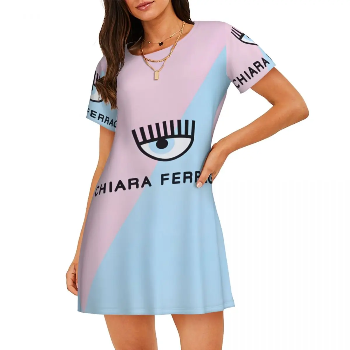 

Женская ночная рубашка Ferragnis Chiara с коротким рукавом на заказ, ночная рубашка для покупок, путешествий, ночная рубашка, одежда для сна с короткими рукавами