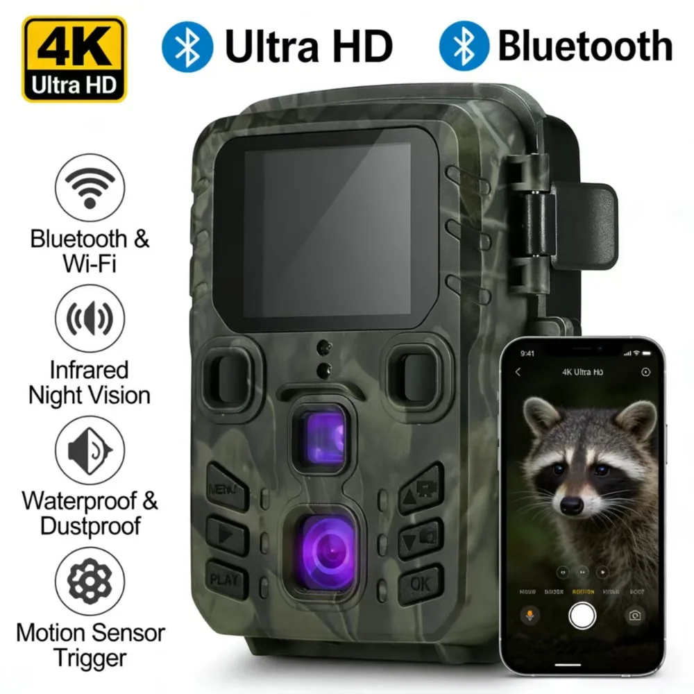 4K 50MP WIFI Live Stream Hunting Camera Live Broadcast Trail Camera APP Bluetooth Infrared Night Vision Wildlife Photo Trap Cam