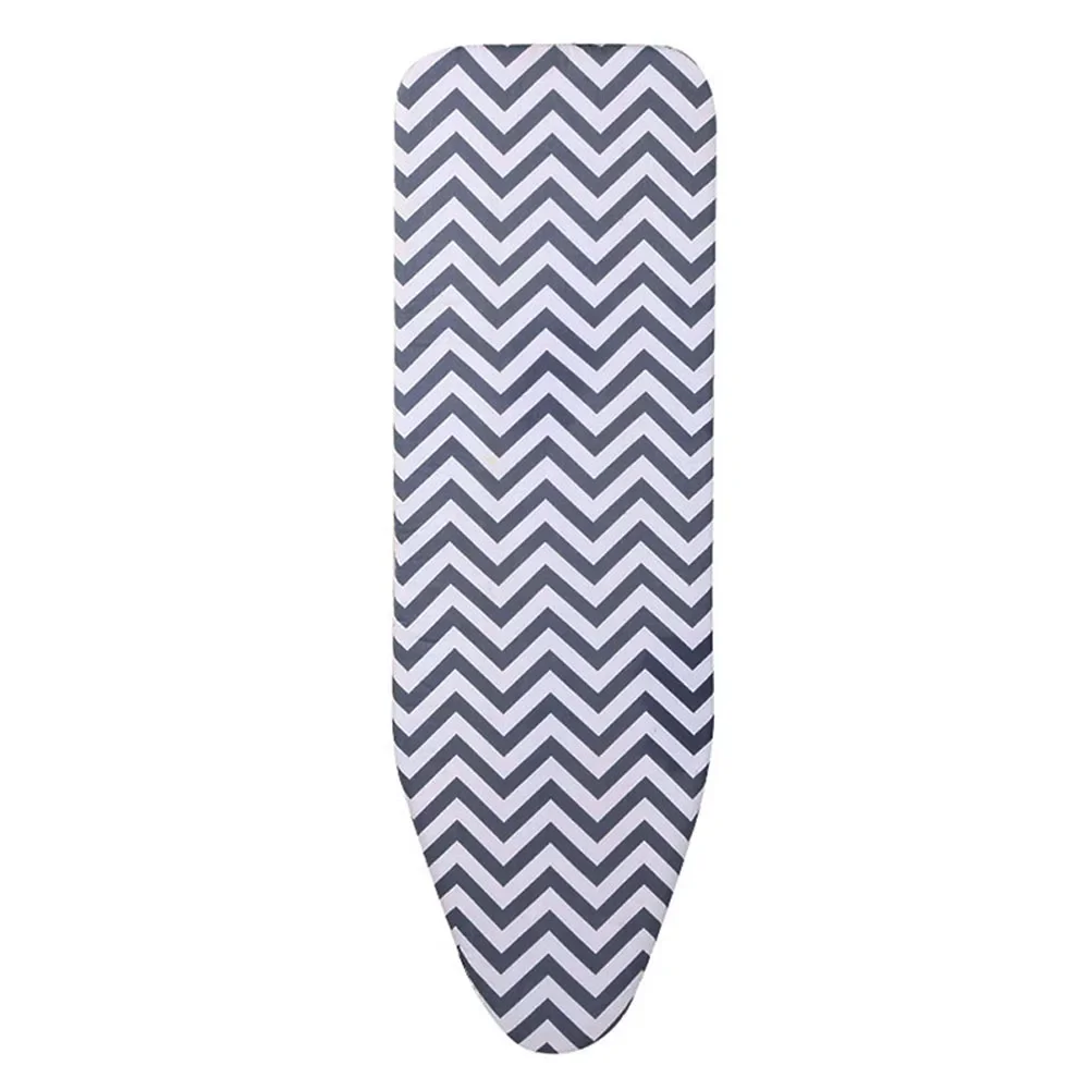 Elastic Strap Fixing Gray and White Striped Cotton Ironing Board Cover Resistant to High Temperatures 150x50cm