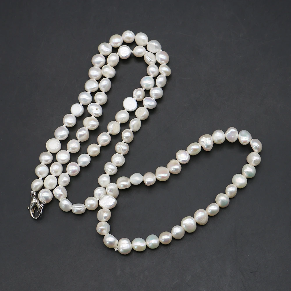 Natural Freshwater White Irregular Baroque Direct-hole Pearl Necklace and Bracelet Jewelry Set Exquisite Fashionable Gifts