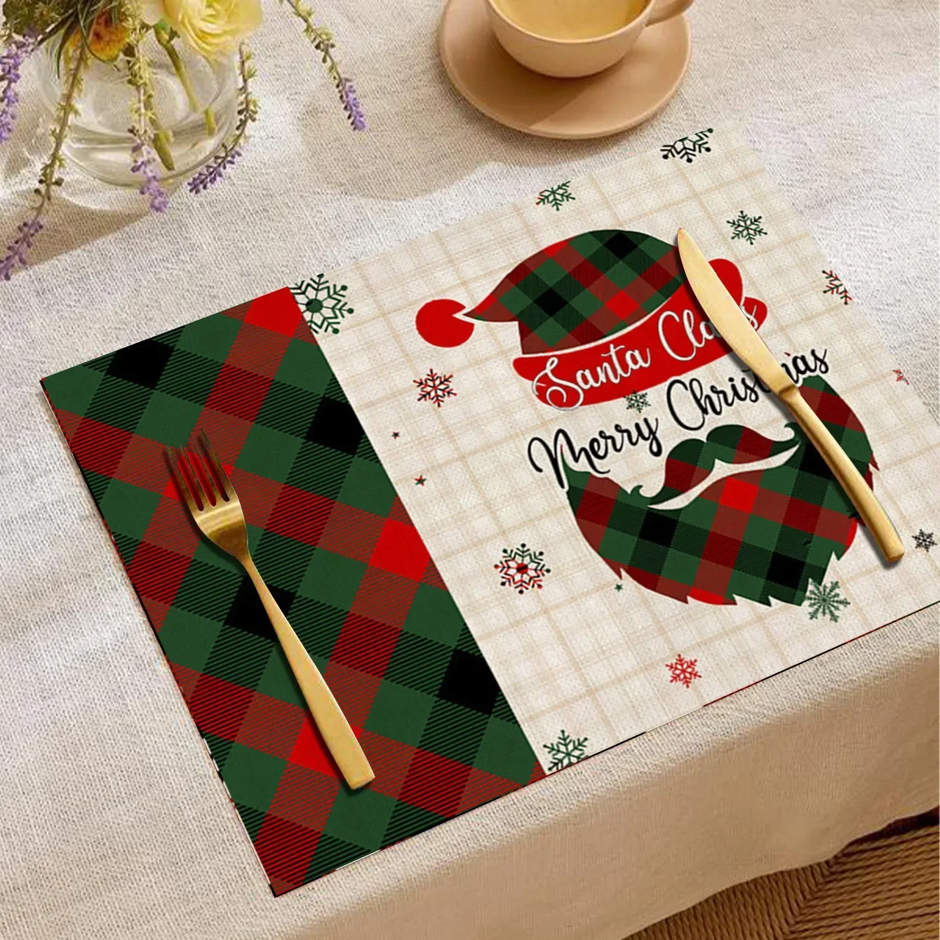 

Christmas Printed Table Mat Simple Home Tablecloth Table Mat Decoration