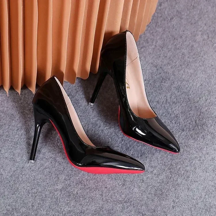 Sexy Spitze Lackleder High Heels Elegante Damen-Stilettos für Partys Klassische Schwarze Pumps für Beruf und Freizeit – Detail 34