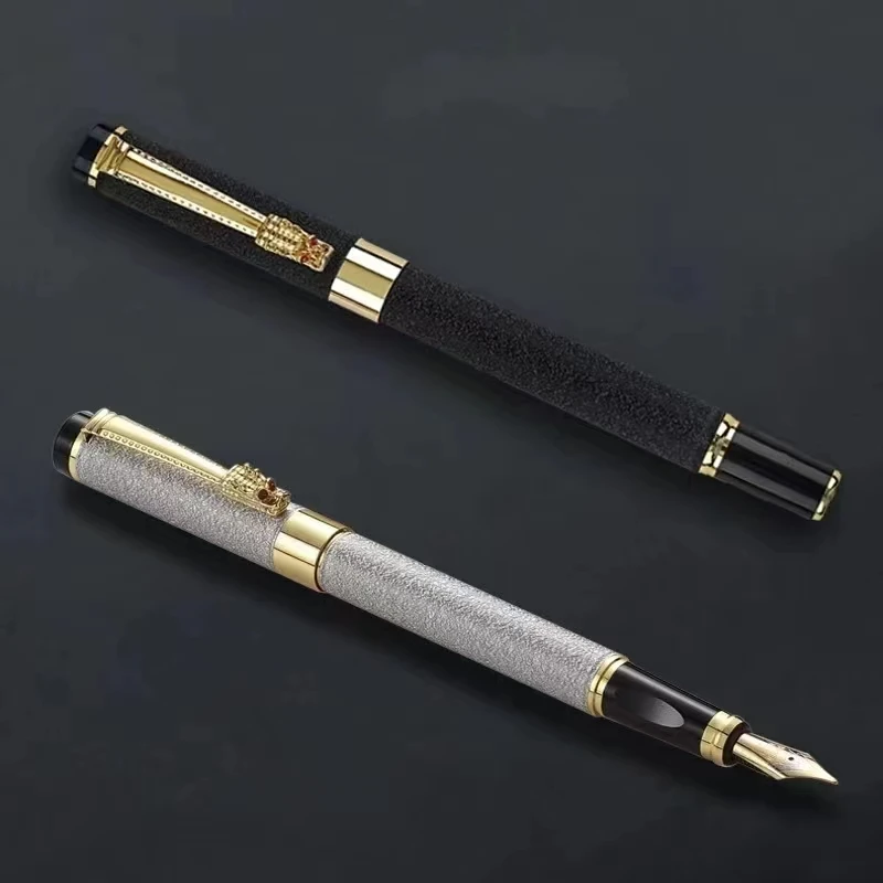 1PCS Engraving Custom Dragon Pen Luxury Office Supply School Kit Fountain Ink High Quality Personalized Black Metal Gift Set