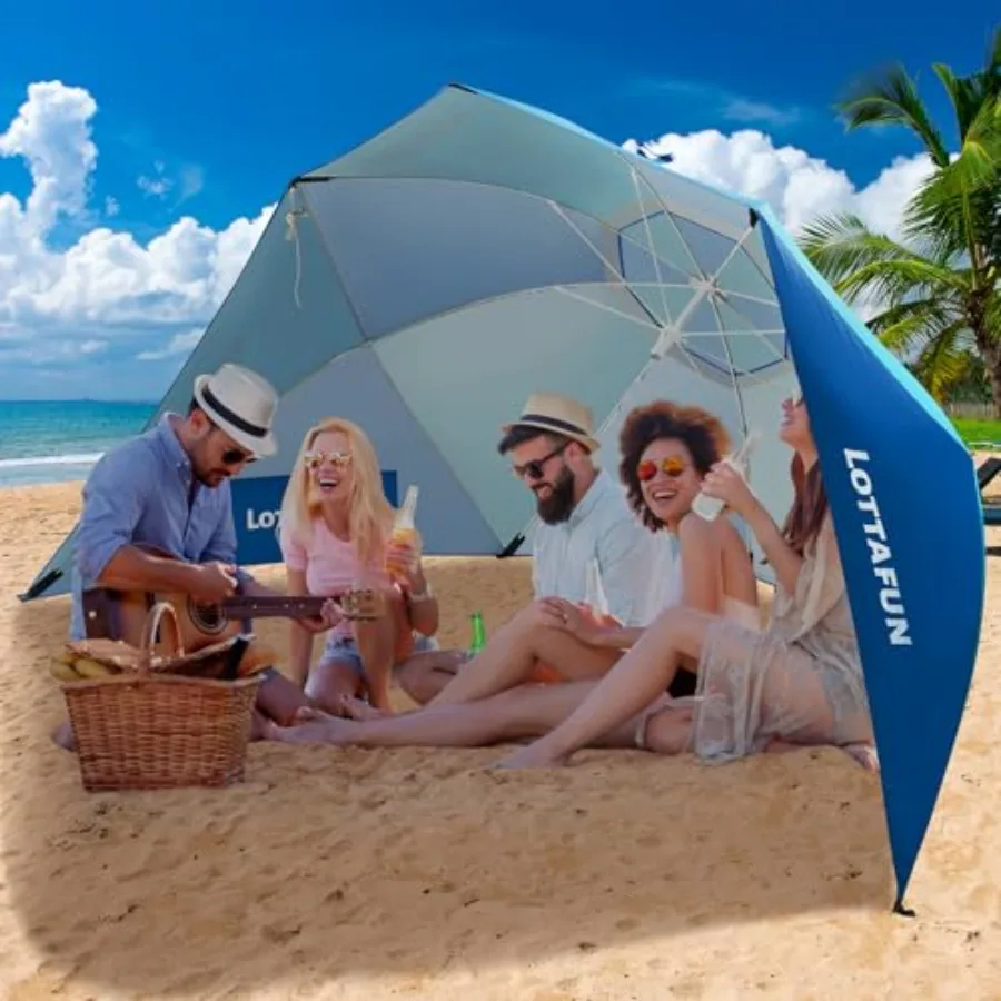 

Beach Shelter Umbrella Premiere UPF 50+ Umbrella Shelter for Sun and Rain Protection for Adult 10-Foot Blue Green