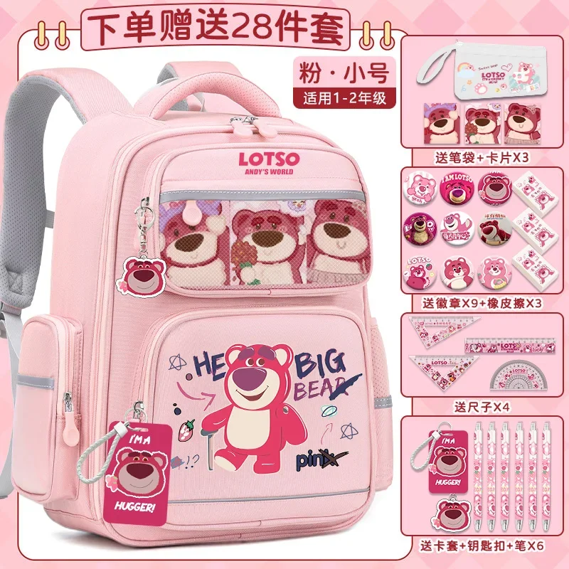 Disney New Strawberry Bear Student Schoolbag Cute Cartoon Casual and Lightweight Shoulder Pad Waterproof Backpack