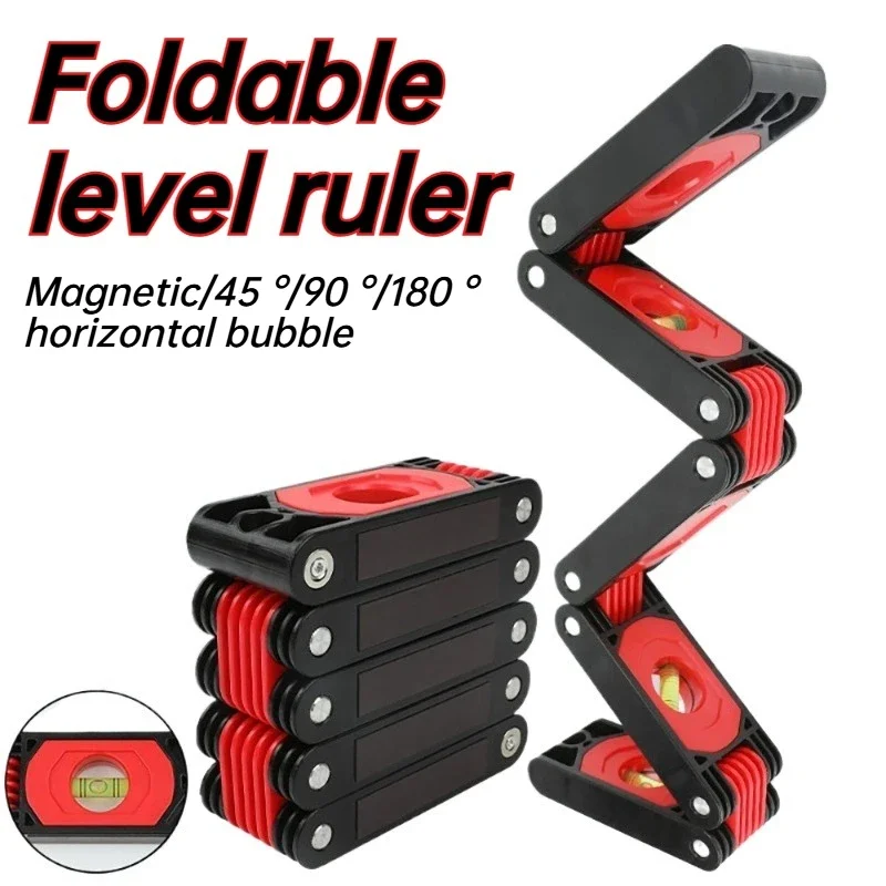 Foldable Spirit Level Precision Magnetic Horizontal Ruler Portable Multifunctional Levels Woodworking Multi Angle Measuring Tool