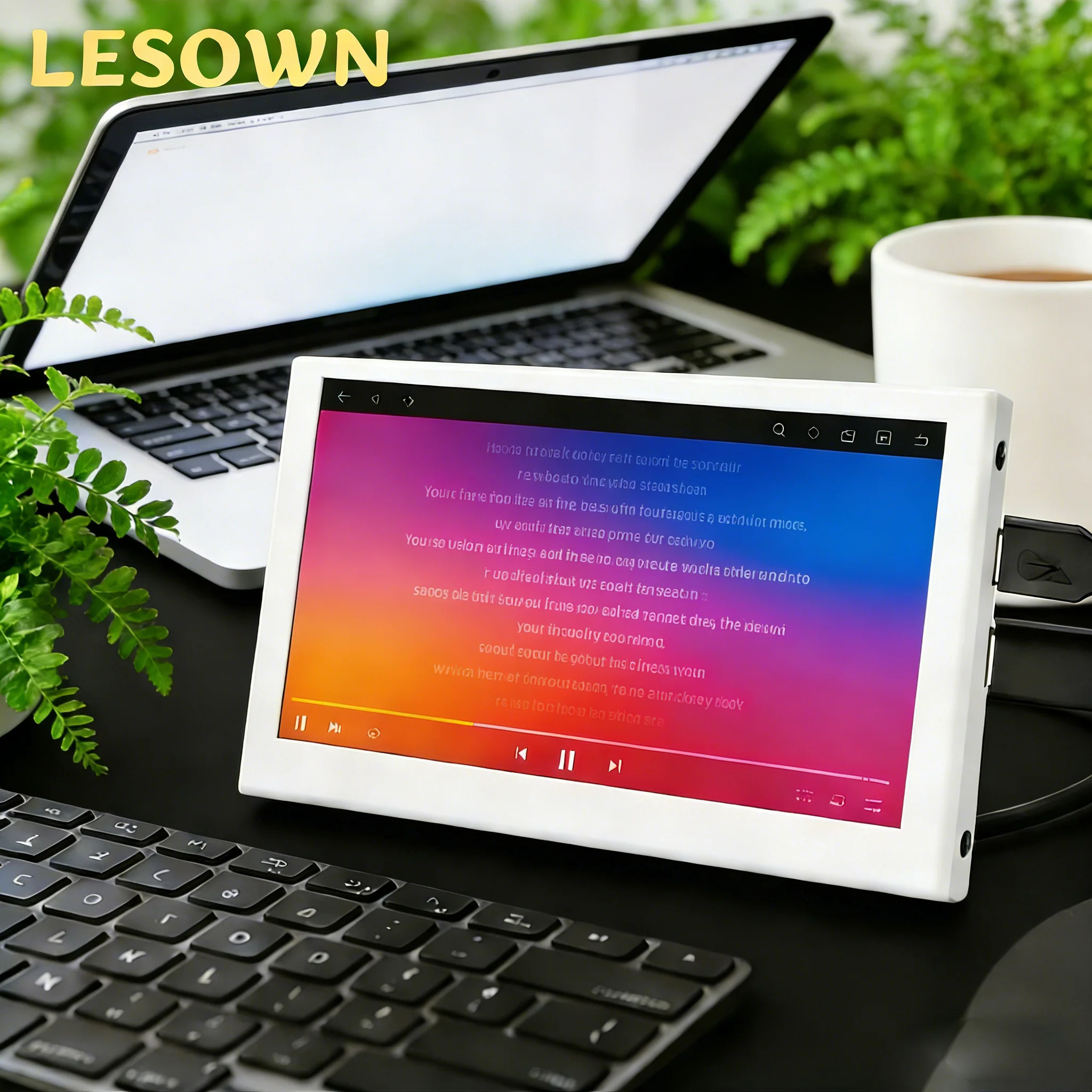 

LESOWN 4.3'' Compact Monitor 800x480 IPS LCD Small Portable Display Extended Monitor Additional Screen for Music lyrics playback