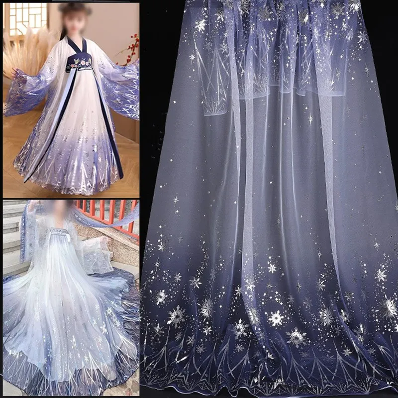 1 Yard Printed Tulle Dress Fabric Baby Shower Snowflake Skirt Princess Dress Wedding Party Decoration Sewing Wedding Gown Fabric