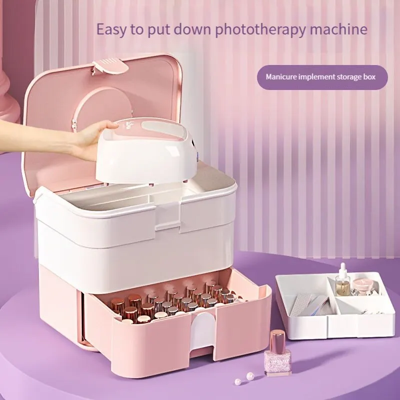 Portable Nail Tools Storage Box Anti-dust Nail Polish Plastic Storage Box Large Capacity Storage Nail Enhancement Box