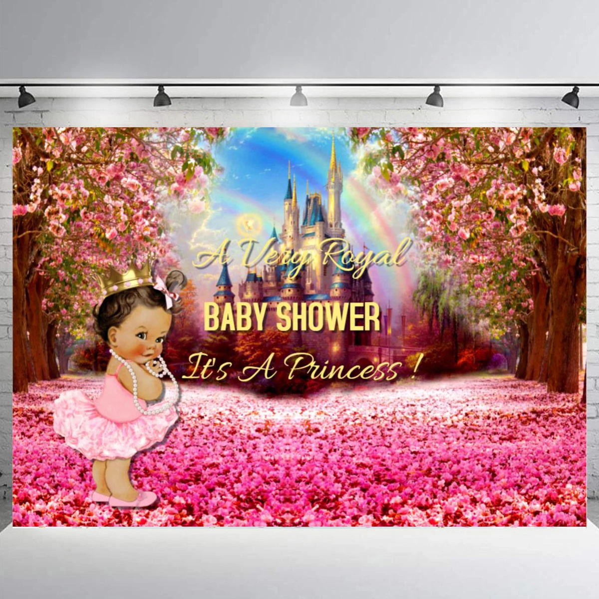 Baby Shower Backdrop Newborn Baby Birthday it's a Princess red rose castle Photography Backdrop Photo Background For PhotoStudio