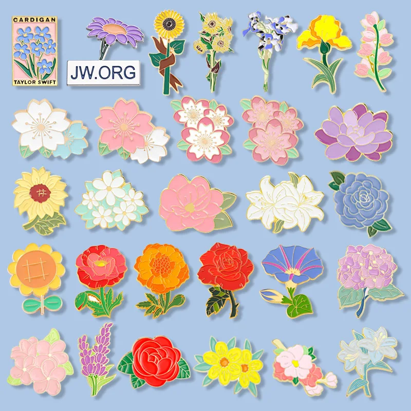 Purple Daisy Enamel Pins Custom JW.ORG Jesus Brooches Lapel Badges Cartoon Flower Jewelry Gift for Kids Friends