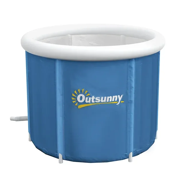 

Outsunny Cold Plunge Tub, Portable Ice Bath Cold Water Therapy Tub with Thermo Lid, for Athletes Recovery, Dark Blue