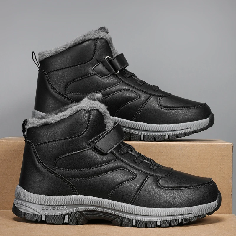 Men Winter Snow Boots Fleece Lined Thick Warm Cotton Shoes Non‑Slip Outdoor Hiking Trekking Shoes New Arrival