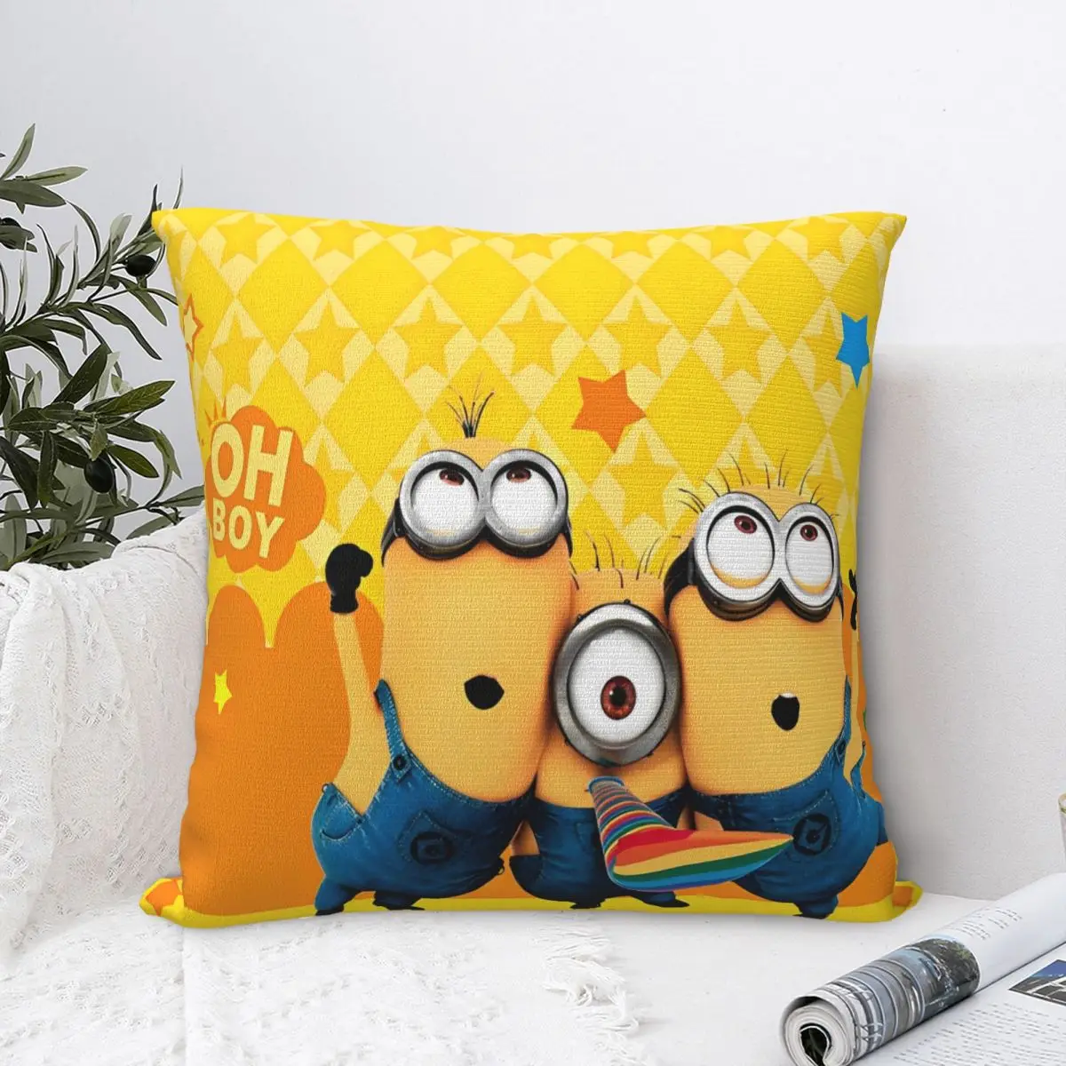 Minions Throw Pillow Cover Throw Pillow Cartoon Comedy Vintage Pillowcase